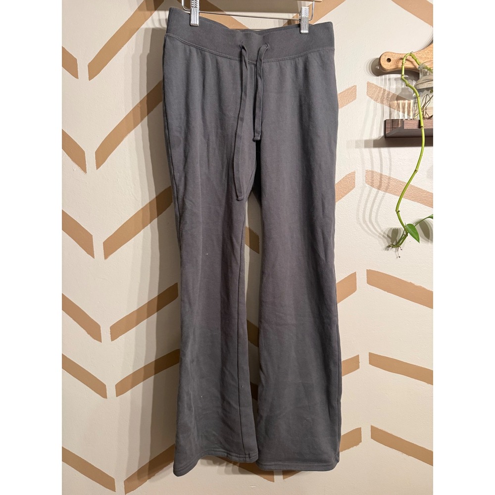 Hollister Sweatpants Women Small Grey Y2K Wide Leg Drawstring Fleece Joggers